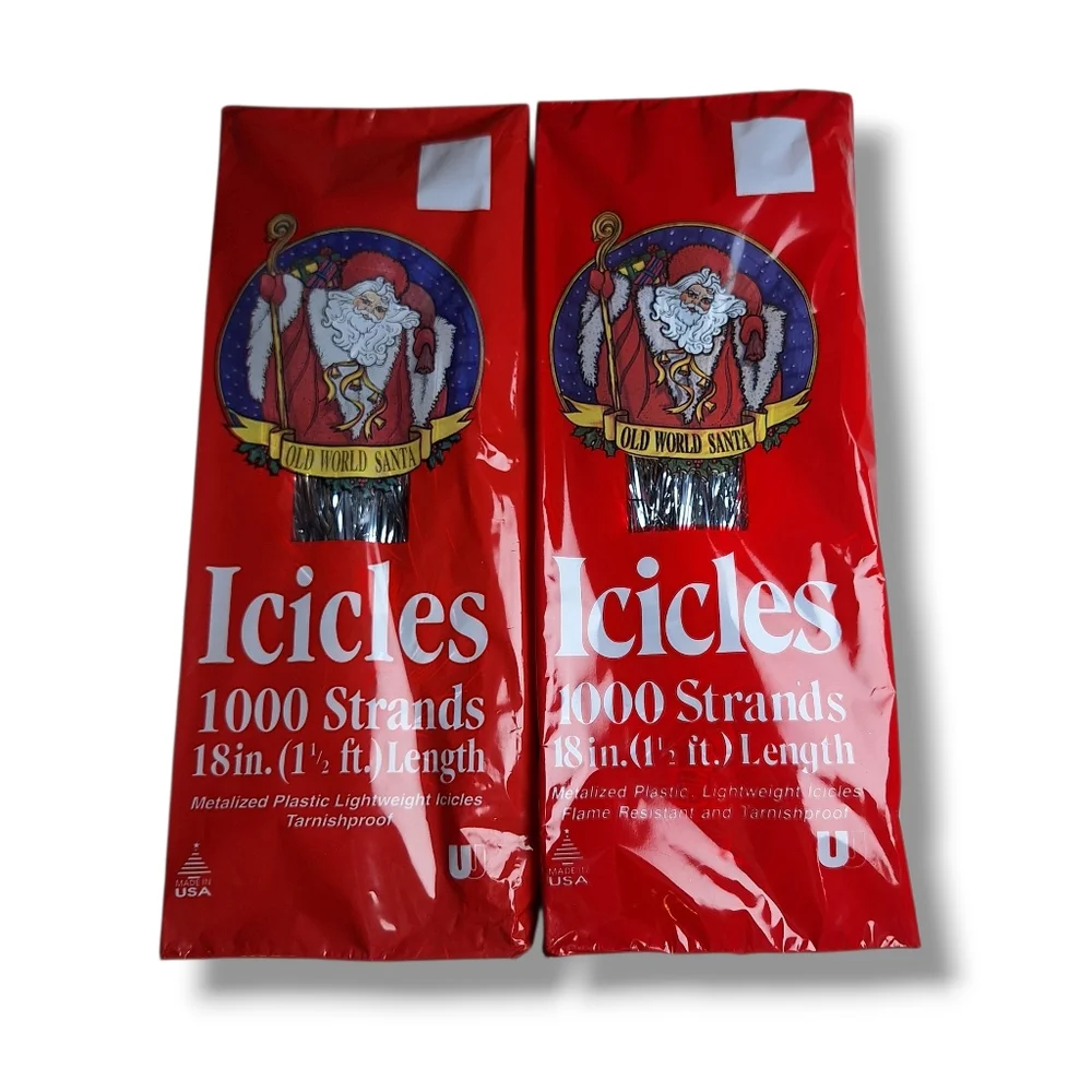 Lot of 2 Old World Santa Christmas Icicles Tree Tinsel 18